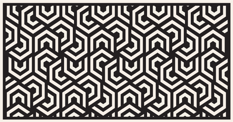 Black and white hexagons geometric vinyl rug - TenStickers