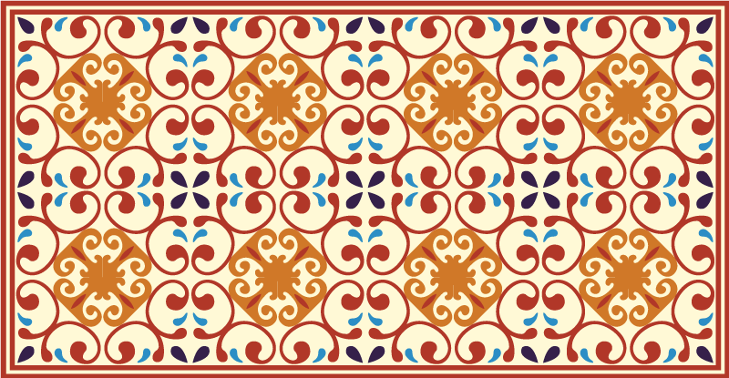 Elaborate Botanical Motif mosaic vinyl rug - TenStickers