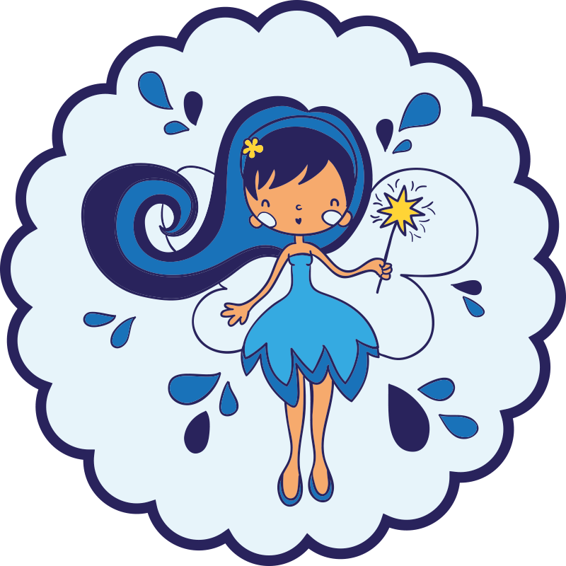 Fairy with wand blue dress kids vinyl rug - TenStickers