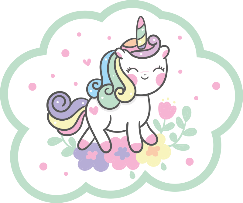 Cute Unicorn Illustration kids vinyl rug - TenStickers