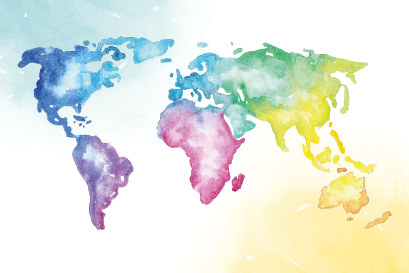 Vibrant Global Map world map vinyl rug - TenStickers