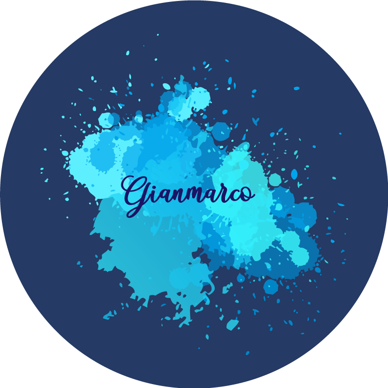 Splashing blue with name teen vinyl rug - TenStickers