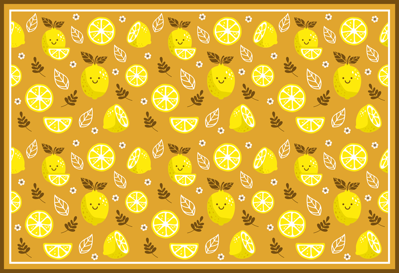 Cheerful Lemon Slice kitchen vinyl rug - TenStickers