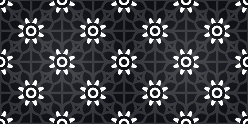 White floral print black vinyl rug - TenStickers