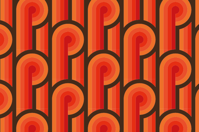 Retro curved patterns vintage vinyl rug - TenStickers