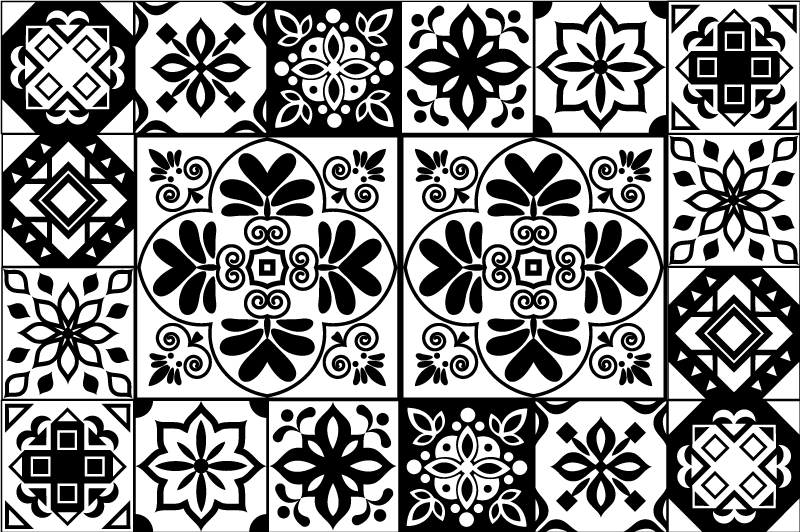 Spanish geometric design tile vinyl rug - TenStickers