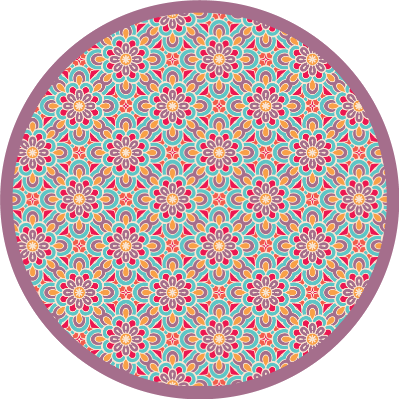 Mandala vinyl rug in lively floral design - TenStickers