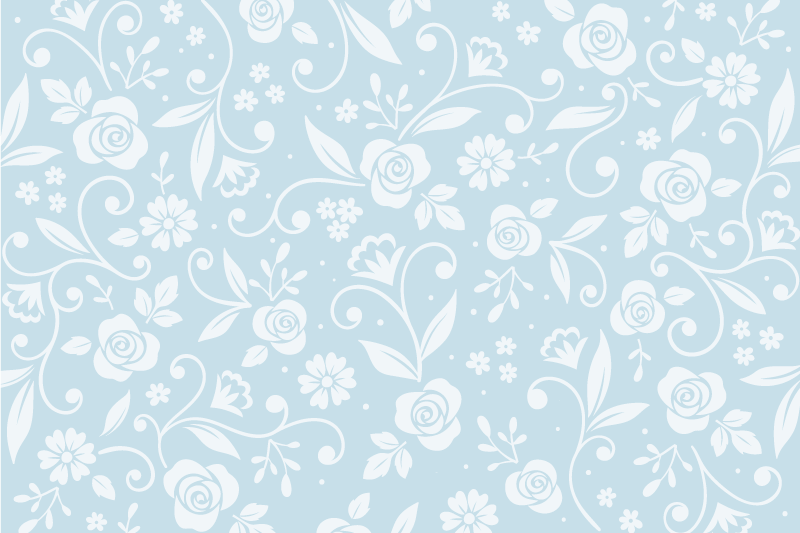 Floral vinyl rug in floral pattern blues - TenStickers