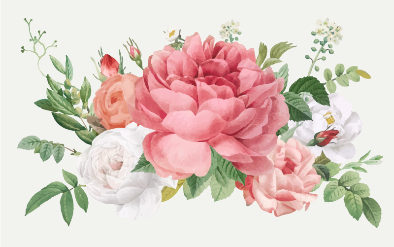 Floral vinyl rug with lively flower design - TenStickers