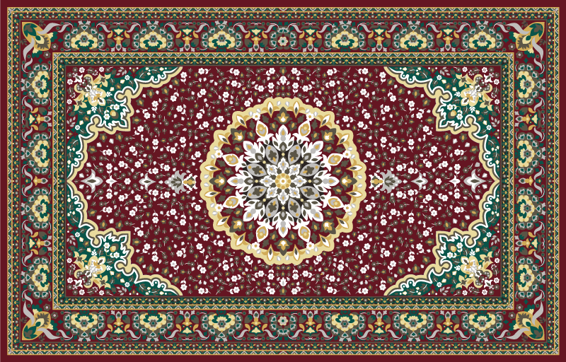 Traditional floral motif kitchen vinyl rug - TenStickers