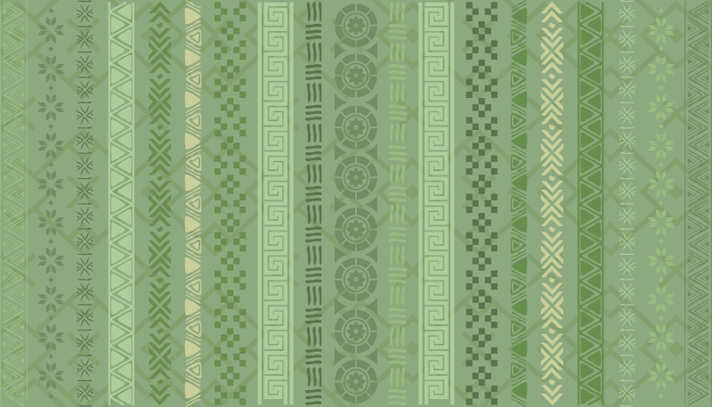 Green leaves motif ethnic vinyl rug - TenStickers