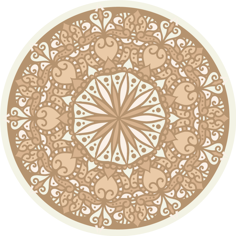 Beige stylish circular design mandala vinyl rug - TenStickers