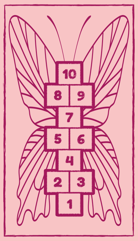 Pink butterfly hopscotch game vinyl rug - TenStickers