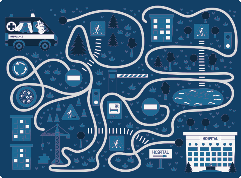 Blue city map road vinyl rug - TenStickers