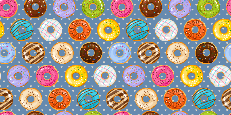 Vibrant donut motif kitchen vinyl rug - TenStickers