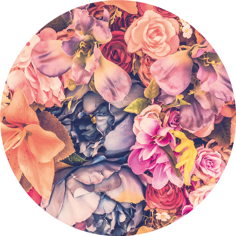 Blooming Circular Composition floral vinyl rug - TenStickers