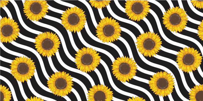 Sunflower Wave Pattern floral vinyl rug - TenStickers