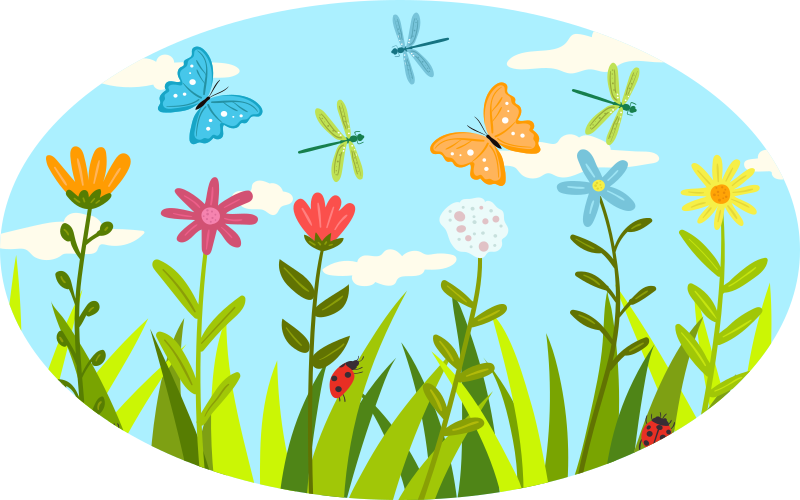 Floral vinyl rug in a blooming garden scene - TenStickers