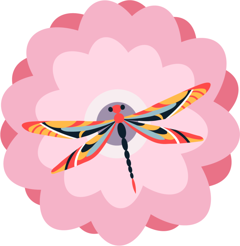 Colorful Dragonfly Centerpiece floral vinyl rug - TenStickers