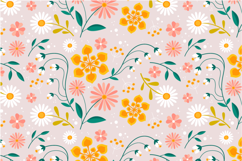 Floral vinyl rug daisy field design - TenStickers