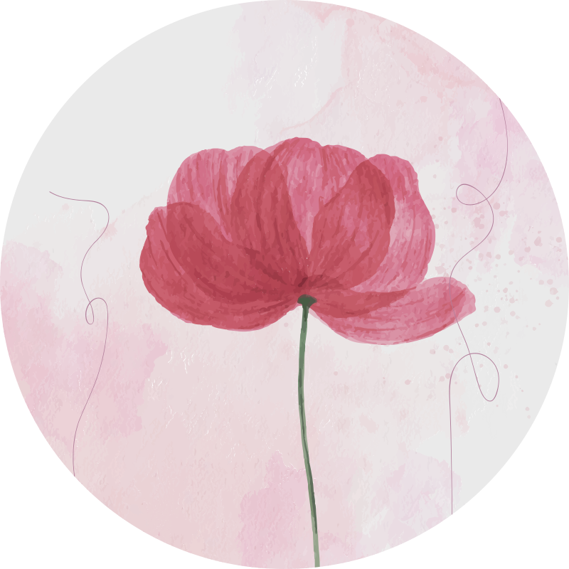 Aquarella poppy design floral vinyl rug - TenStickers