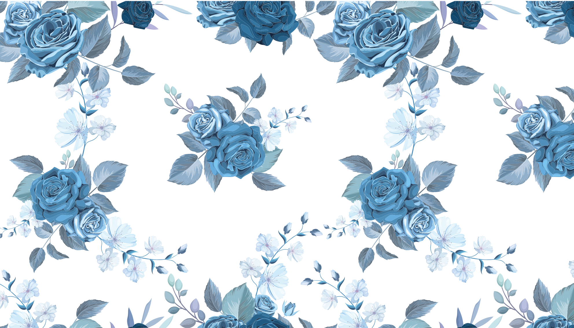 Blue Flower Composition floral vinyl rug - TenStickers