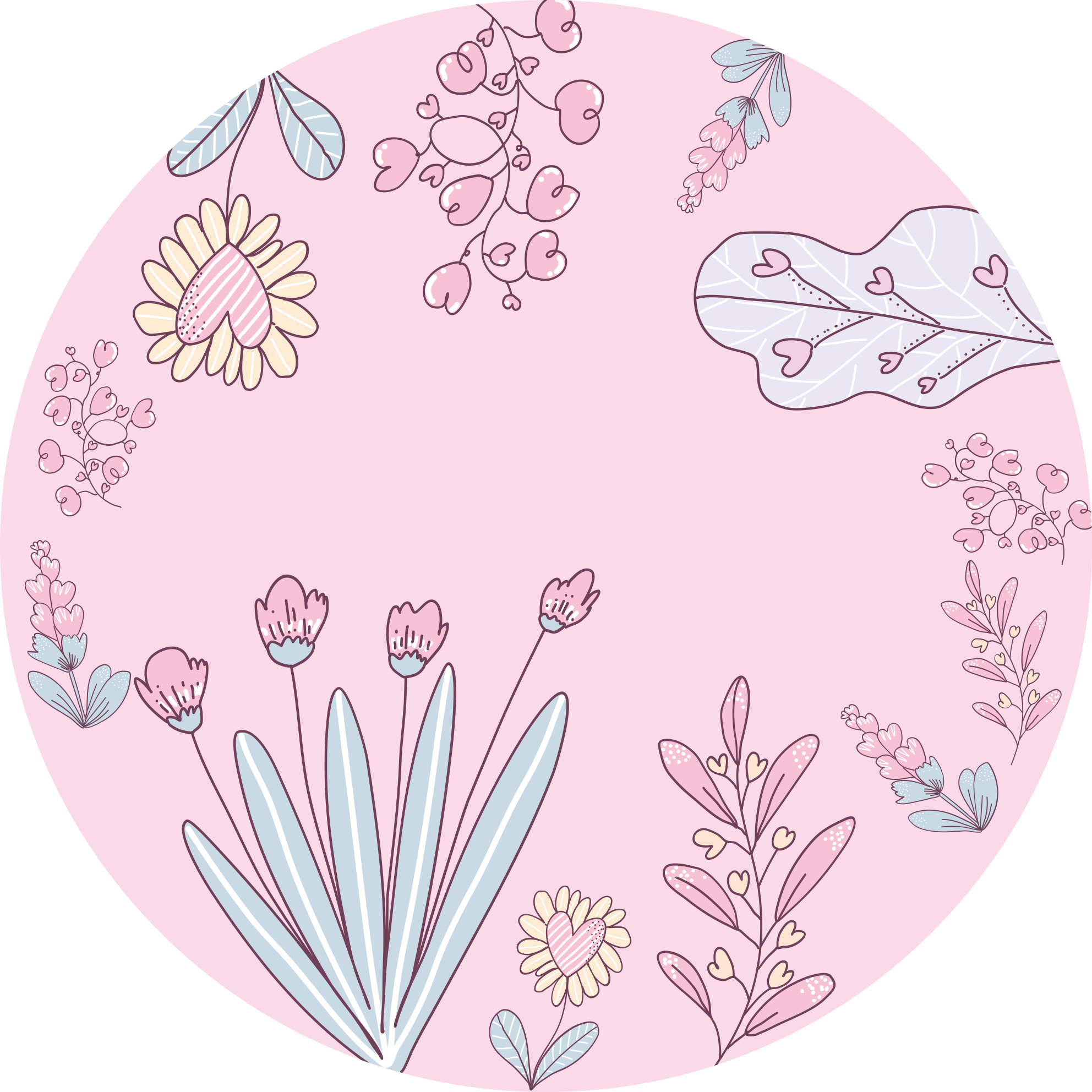 Floral vinyl rug with heart floral patterns - TenStickers