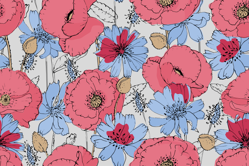 Lively botanical print floral vinyl rug - TenStickers