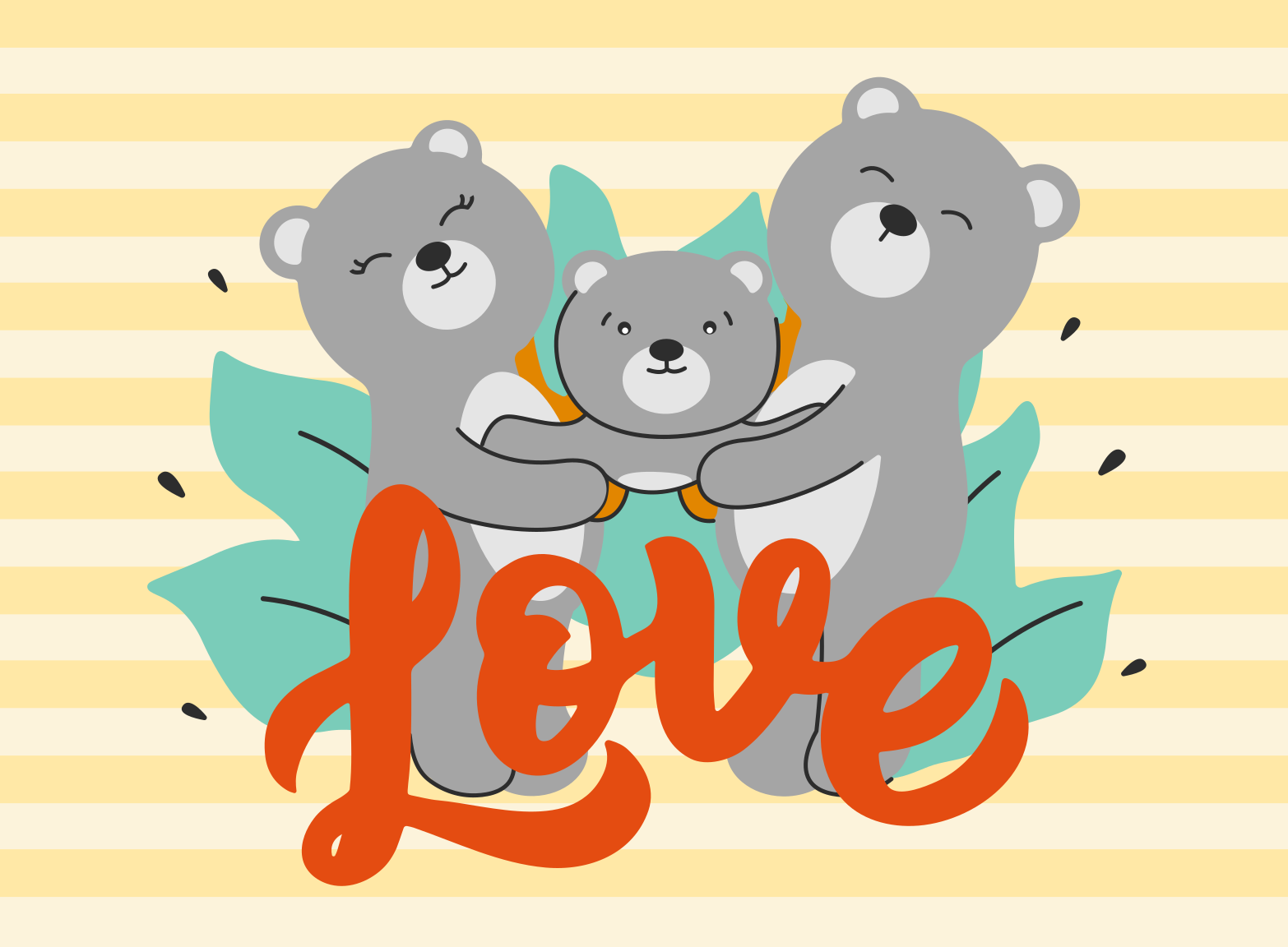 Three cute bears looking  animal rug - TenStickers