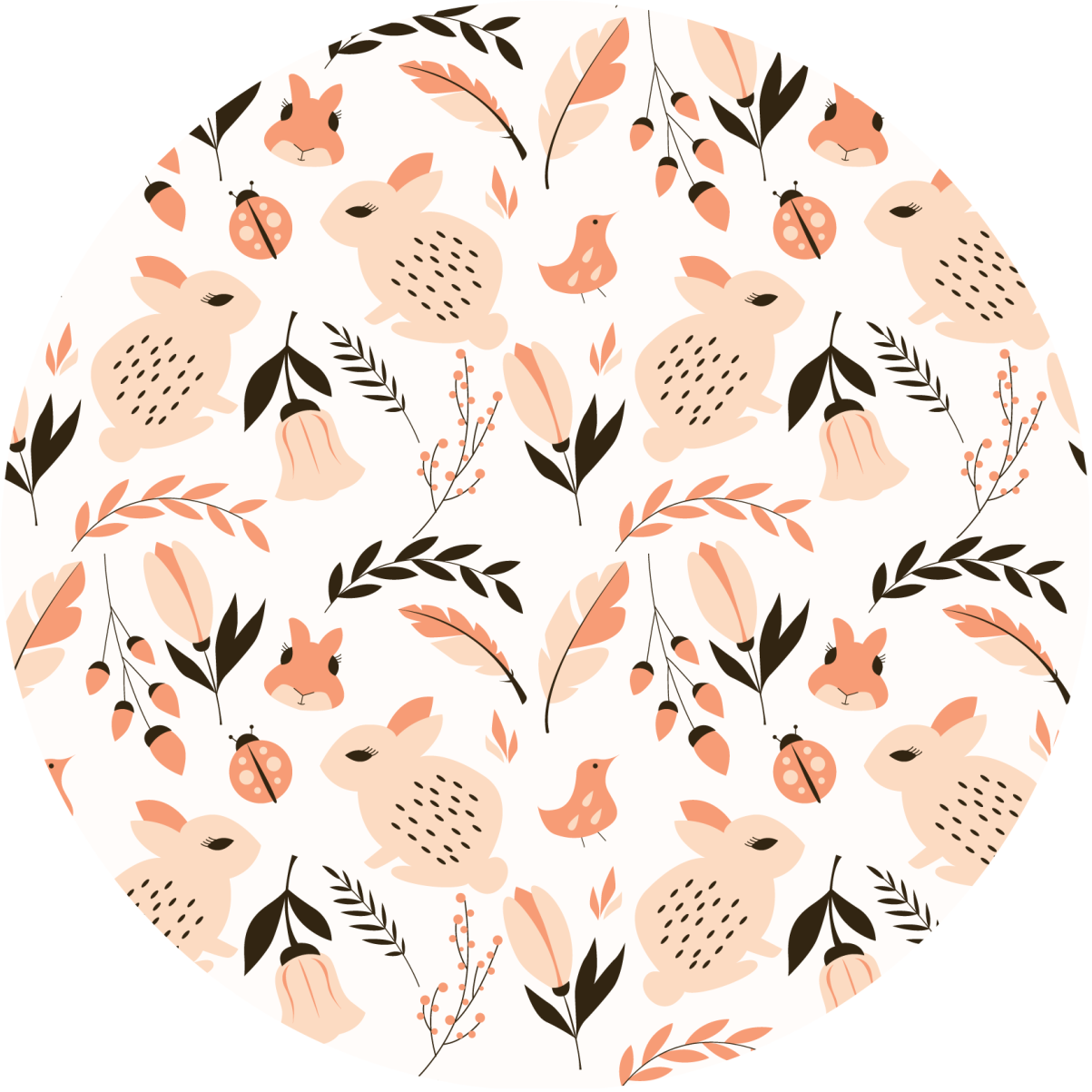 Gentle Bunny Floral kids vinyl rug - TenStickers