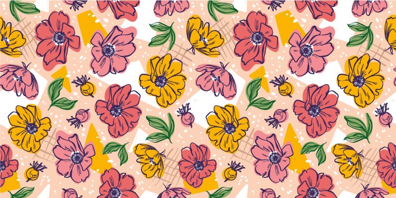 Vibrant Botanical Arrangements floral vinyl rug - TenStickers