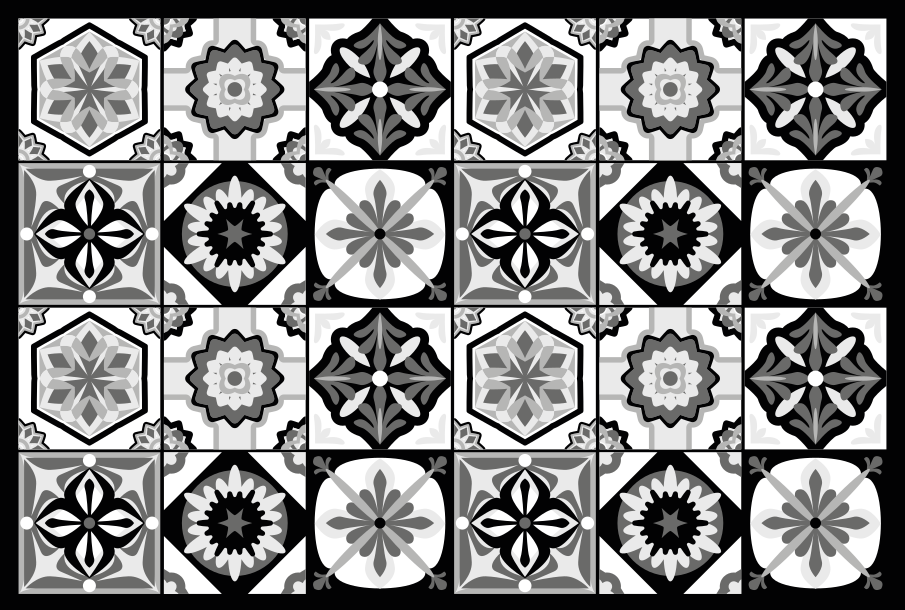 Elegant grey pattern tile vinyl rug - TenStickers