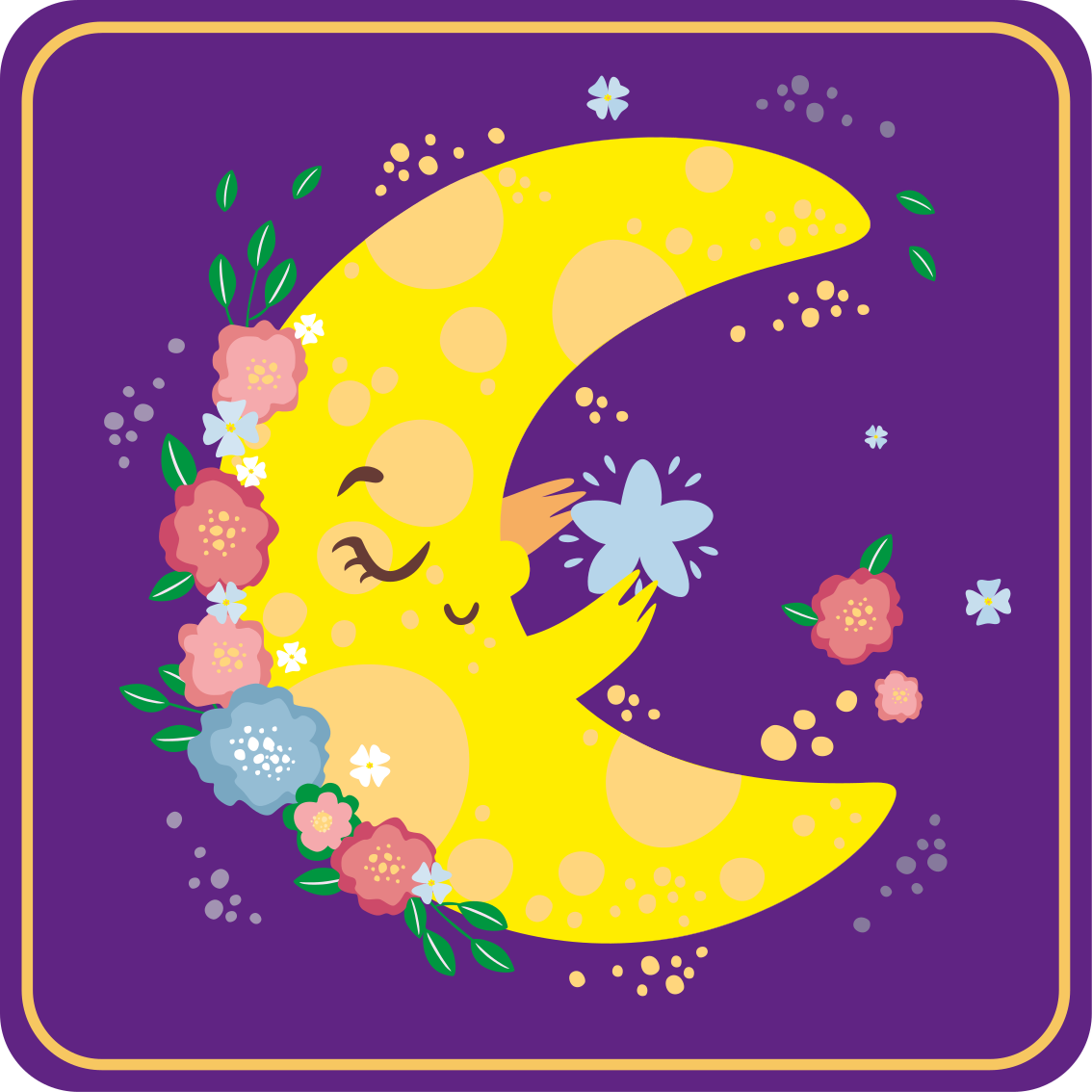 Cheerful Moon Blossom star vinyl rug - TenStickers