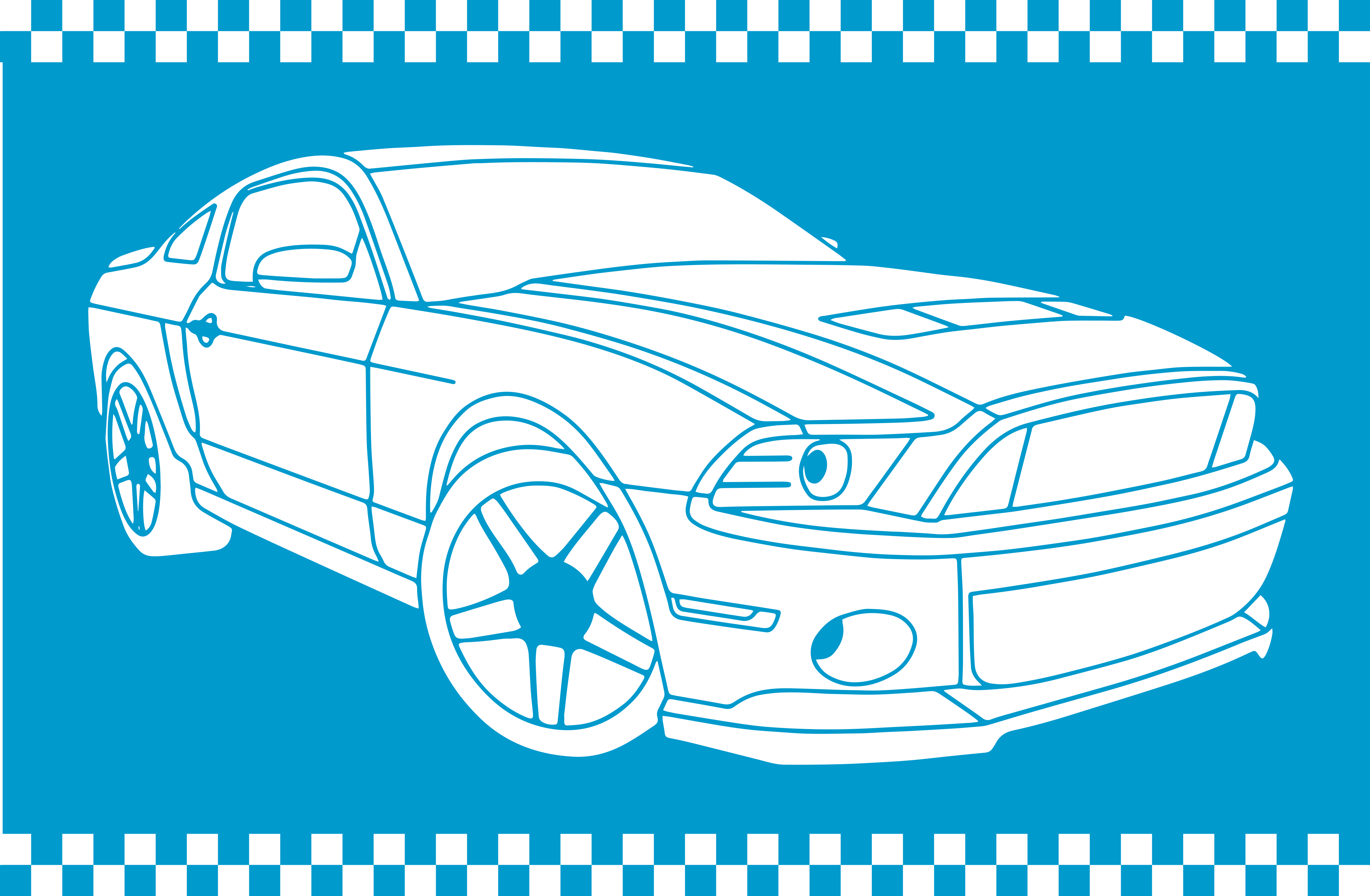 Racing Car Outline road vinyl rug - TenStickers