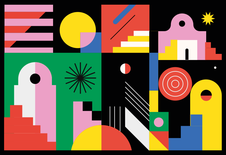 Mosaic of flat geometric elements bedroom rug - TenStickers