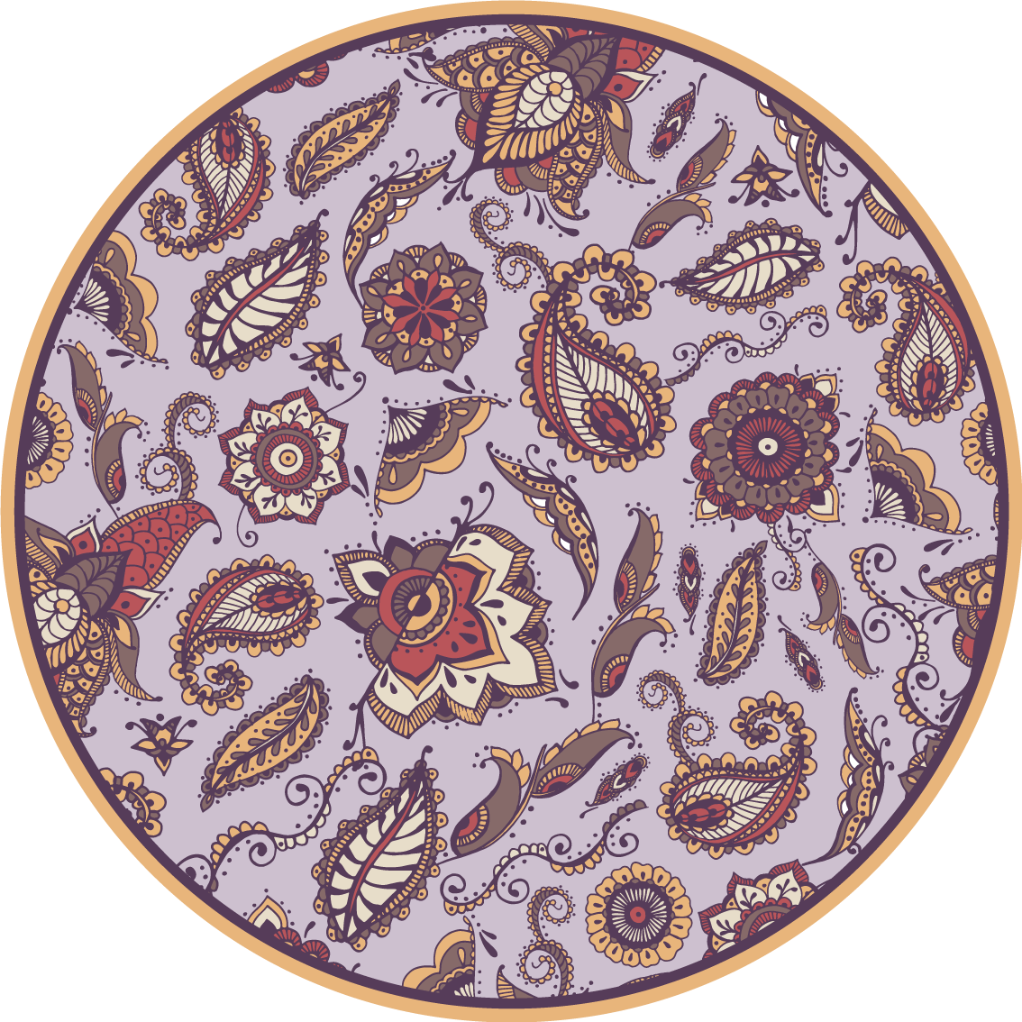 Elaborate botanical motifs floral vinyl rug - TenStickers