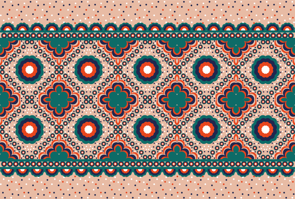 Bold Floral Motif ethnic vinyl rug - TenStickers