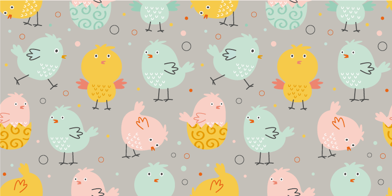 Colorful Bird Characters kids vinyl rug - TenStickers