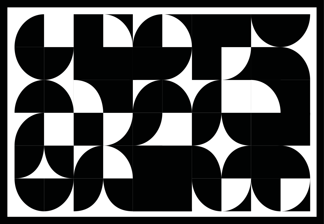 Curved Black Shapes geometric vinyl rug - TenStickers