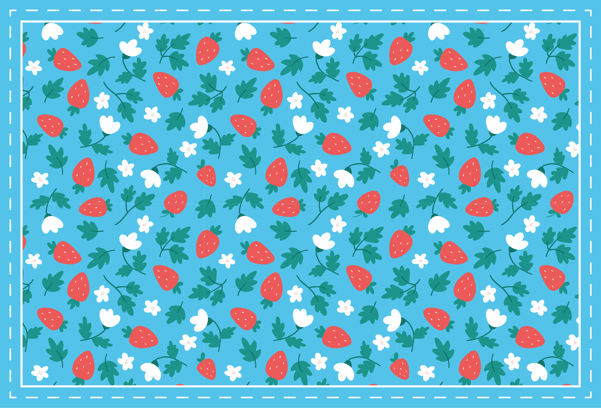 Strawberry Floral Motif kitchen vinyl rug - TenStickers
