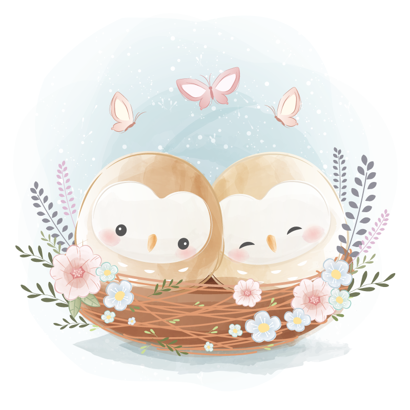 Couple owl nest bedroom vinyl rug - TenStickers