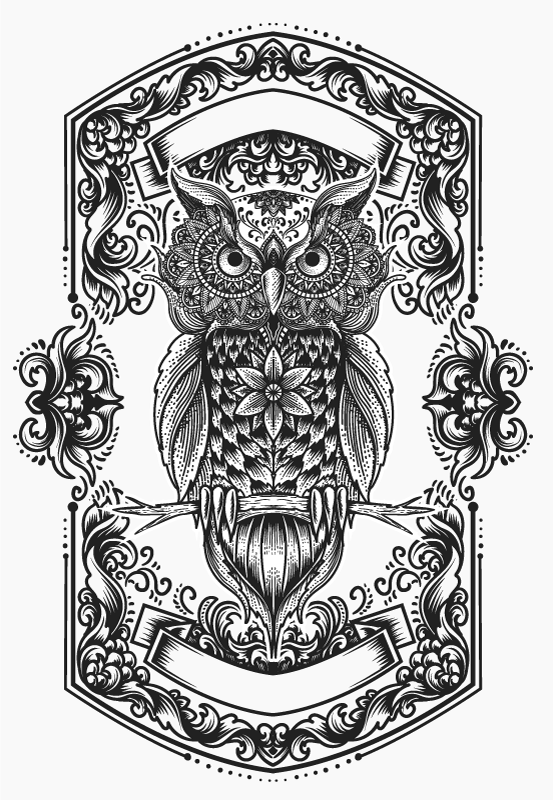 Intricate Owl Motif mandala vinyl rug - TenStickers