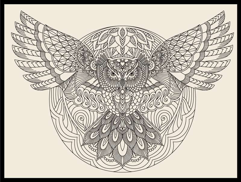 Elegant Owl Pattern mandala vinyl rug - TenStickers