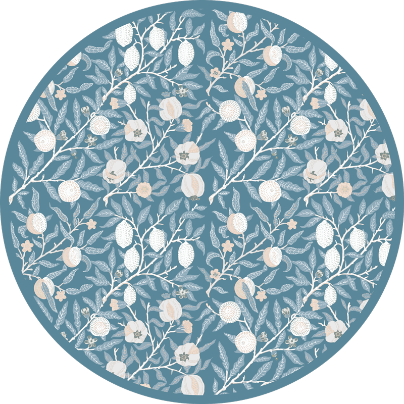 Floral Patterned Round circular vinyl rug - TenStickers