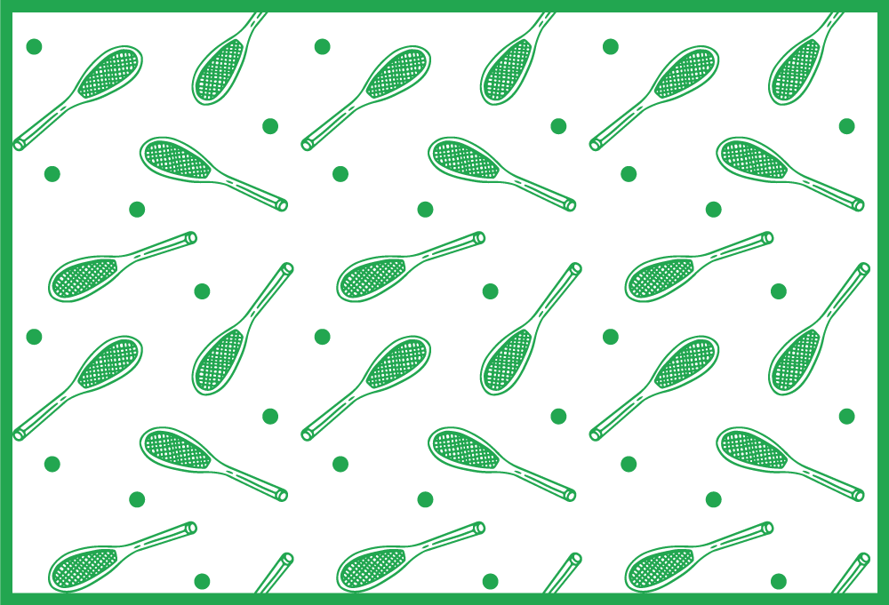 Green and white tennis pattern rectangular rug - TenStickers
