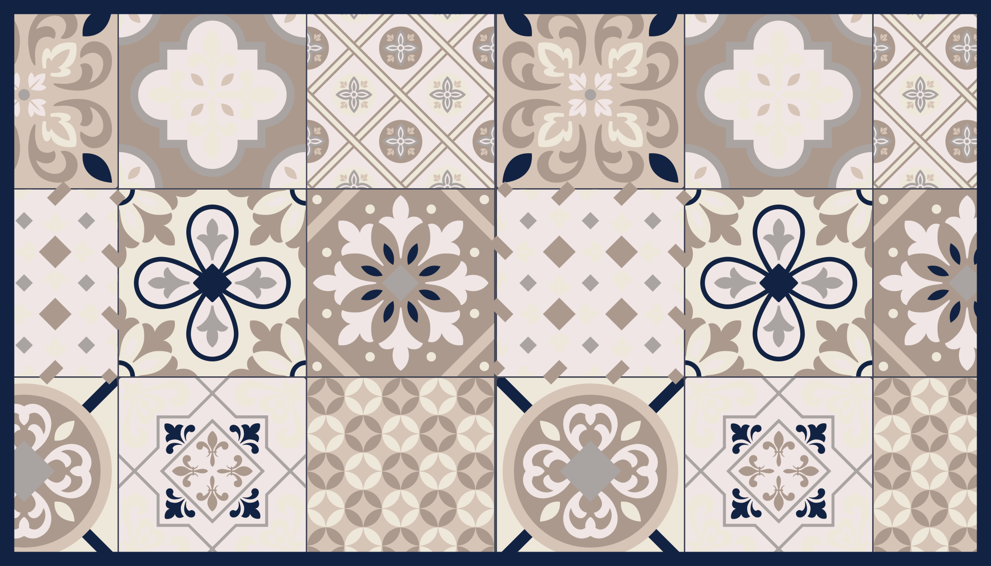 Beige elegant design tile vinyl rug - TenStickers
