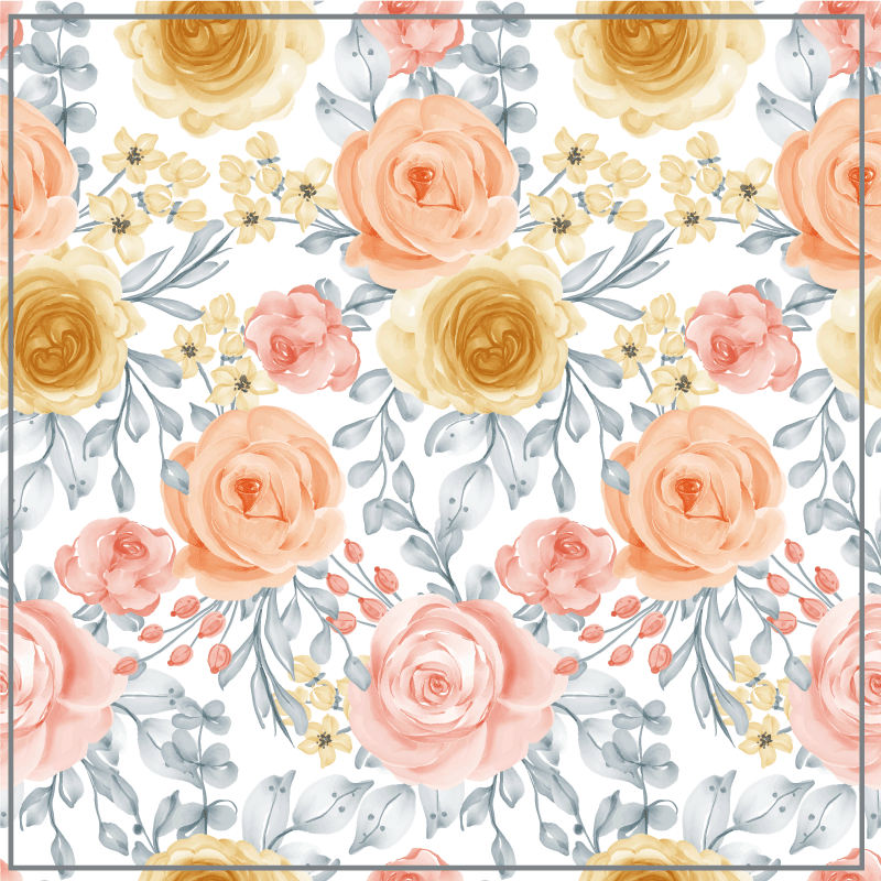 Floral pink shades floral vinyl rug - TenStickers