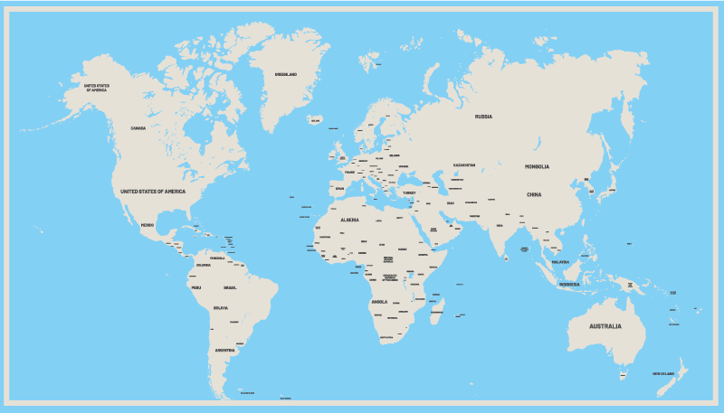 Global simple design world map vinyl rug - TenStickers