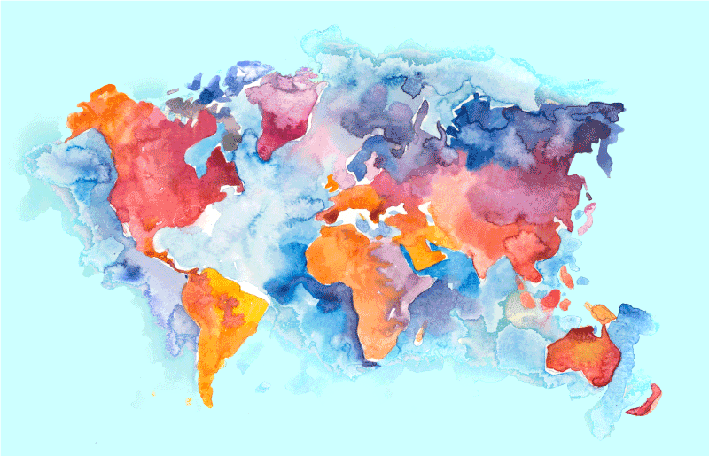 Colorful world map vinyl rug - TenStickers