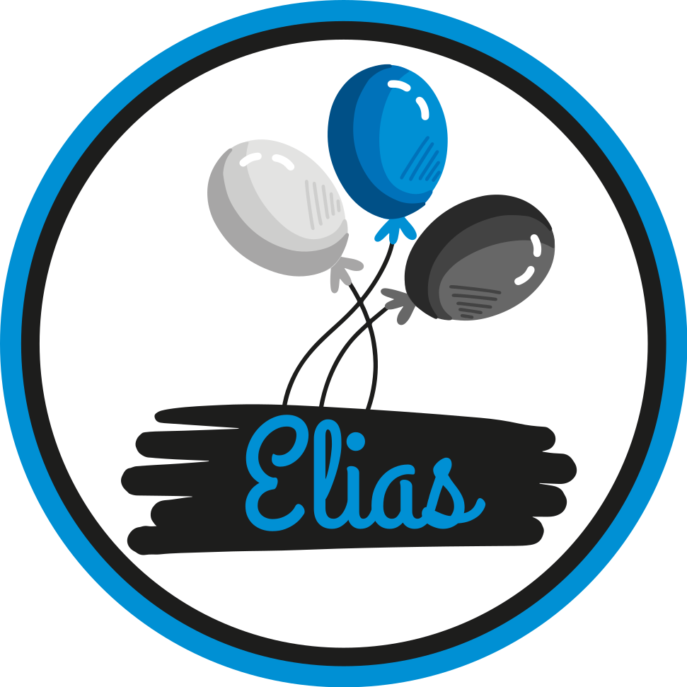 Personalised grey and blue balloons kids vinyl rug - TenStickers